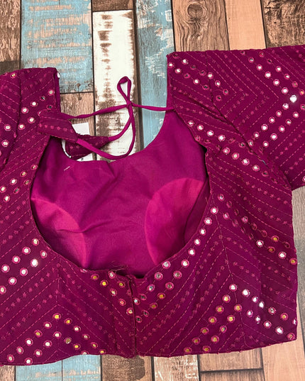 Georgette mirror work blouse - Kurti Connection USA