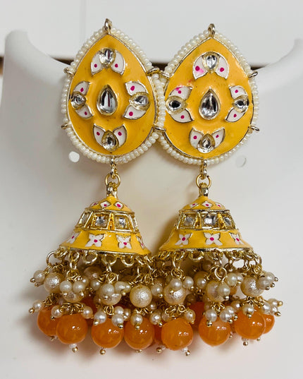 Meenakari jhumki earrings - Kurti Connection USA