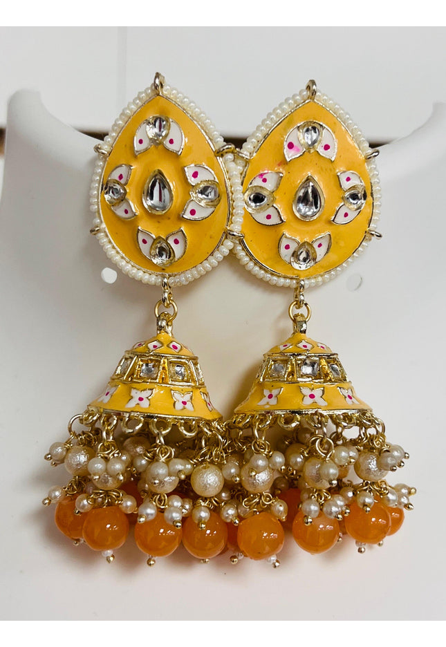 Meenakari jhumki earrings - Kurti Connection USA