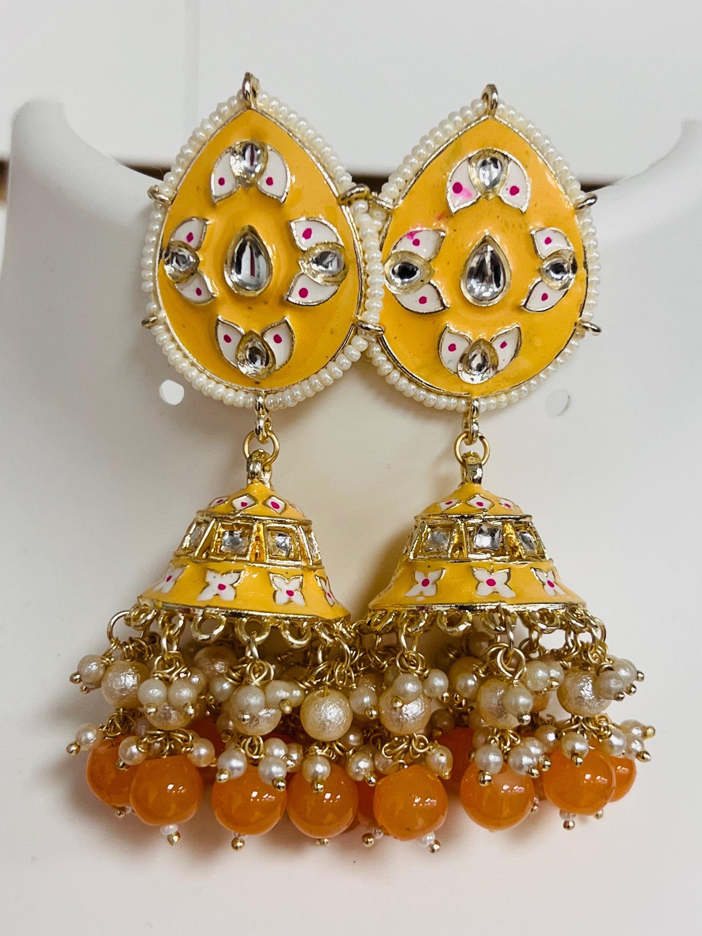 Meenakari jhumki earrings