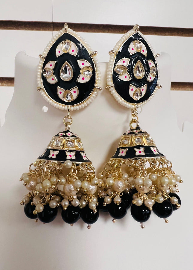 Meenakari jhumki earrings - Kurti Connection USA