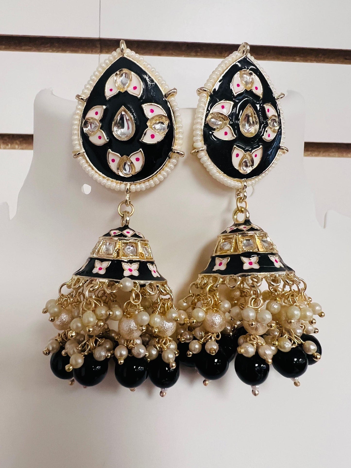Meenakari jhumki earrings