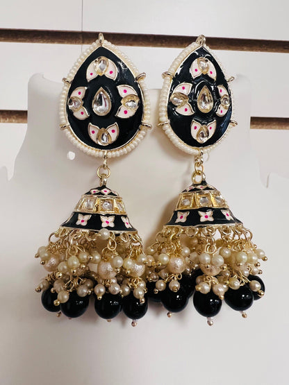 Meenakari jhumki earrings