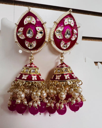 Meenakari jhumki earrings - Kurti Connection USA