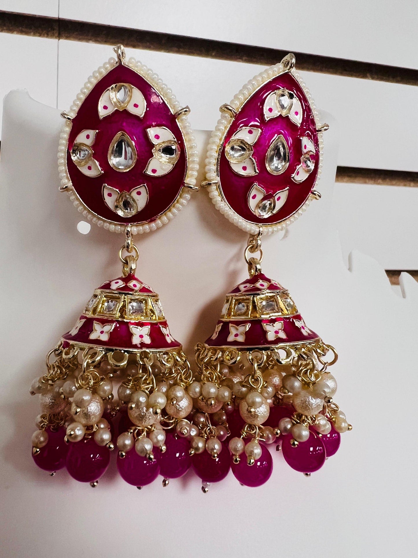 Meenakari jhumki earrings