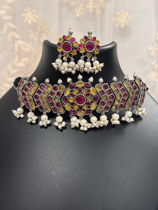 Oxidized choker set