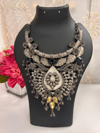 Oxidized silver necklace / statement piece - Kurti Connection USA