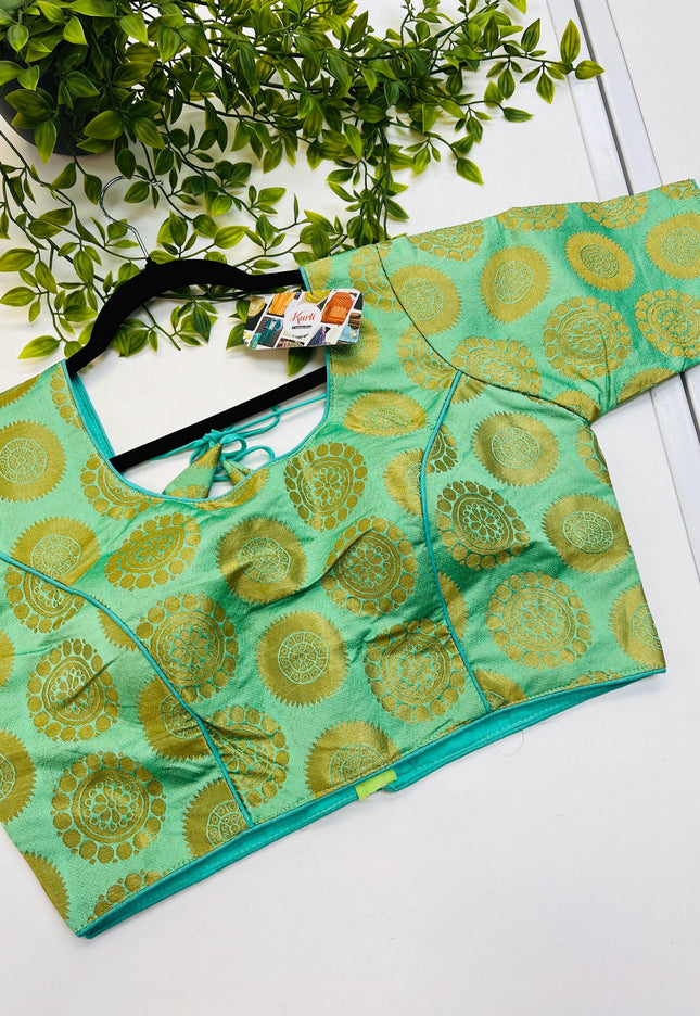 Jacquard silk blouse - Kurti Connection USA