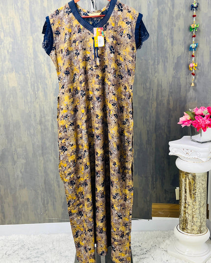 Short sleeves nighty | rayon nighty - Kurti Connection USA