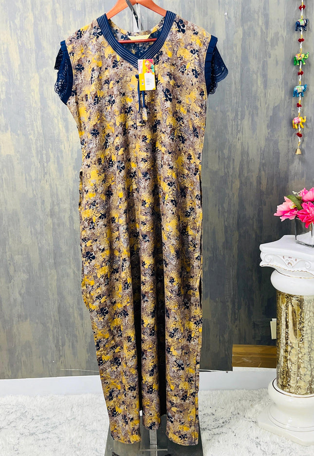 Short sleeves nighty | rayon nighty - Kurti Connection USA