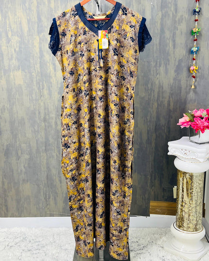 Short sleeves nighty | rayon nighty - Kurti Connection USA
