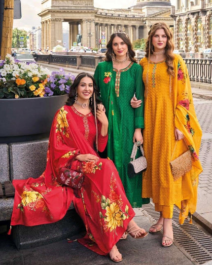 Alamzeb | chinon silk long kurtis - Kurti Connection USA