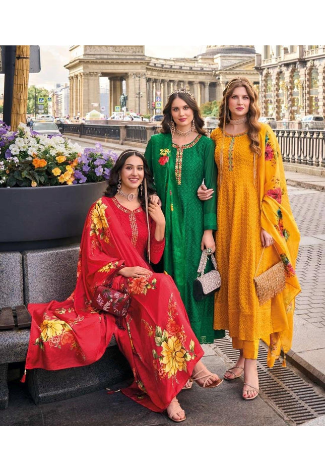 Alamzeb | chinon silk long kurtis - Kurti Connection USA
