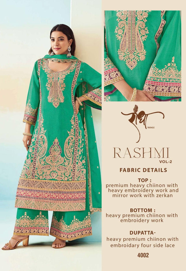 Rashmi | chinon silk party wear suits | Sharara - Kurti Connection USA