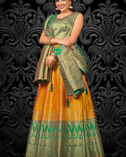 Pure silk long gown - Kurti Connection USA