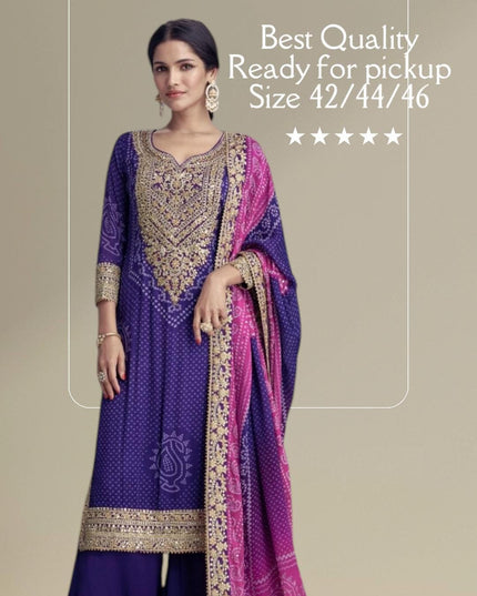 Takshvi | Chinon silk party wear suits - Kurti Connection USA