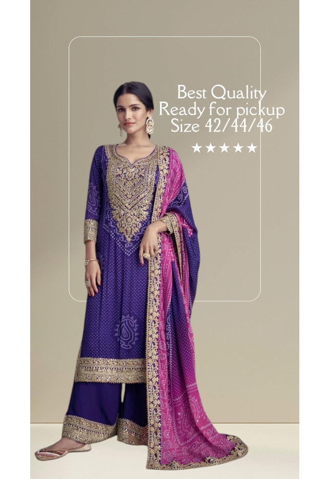 Takshvi | Chinon silk party wear suits - Kurti Connection USA