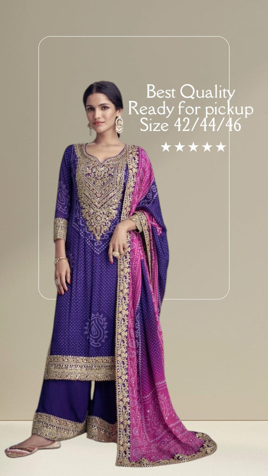 Takshvi | Chinon silk party wear suits