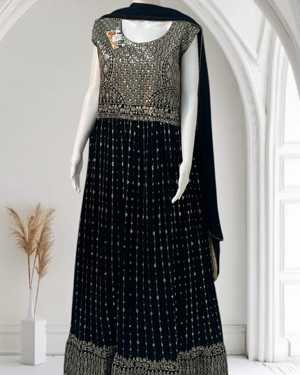 Party wear long gown | Rama Blue - Kurti Connection USA