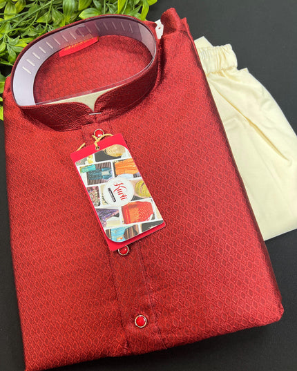 HTM Maroon silk kurta 38 - Kurti Connection USA