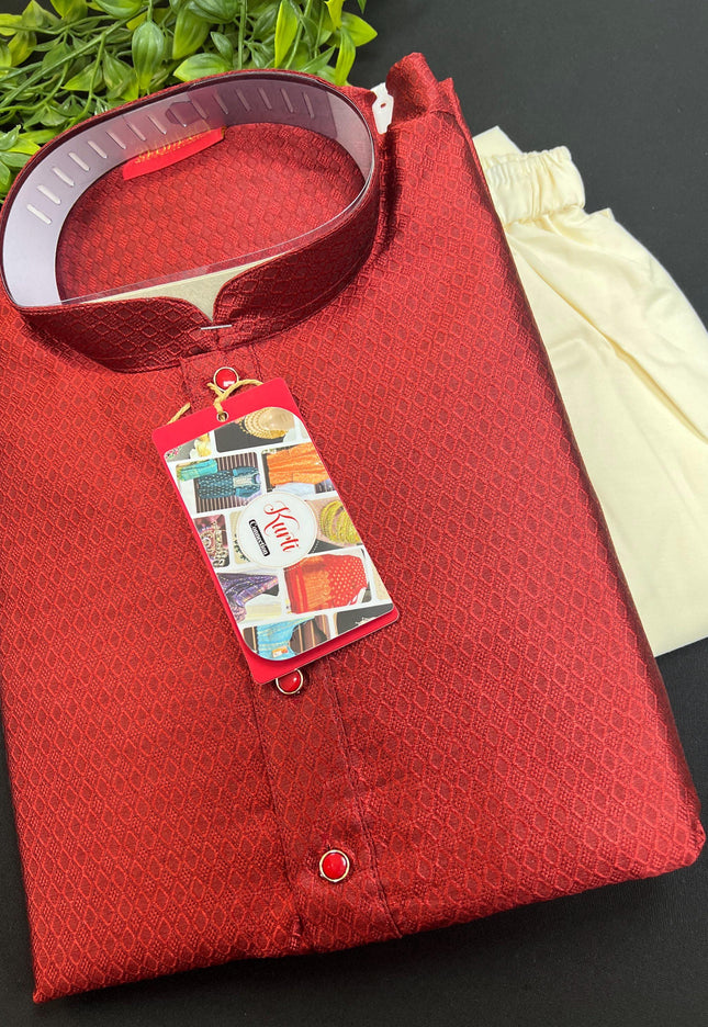 HTM Maroon silk kurta 38 - Kurti Connection USA