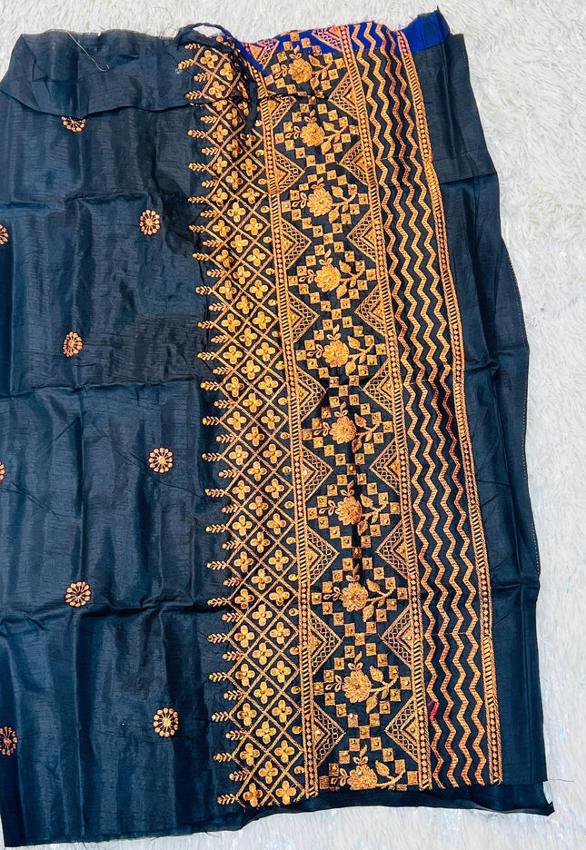 Embroidered blouse piece / unstitched blouse piece / silk material - Kurti Connection USA