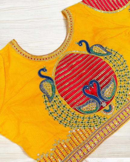 Silk heavy party wear blouse - Kurti Connection USA