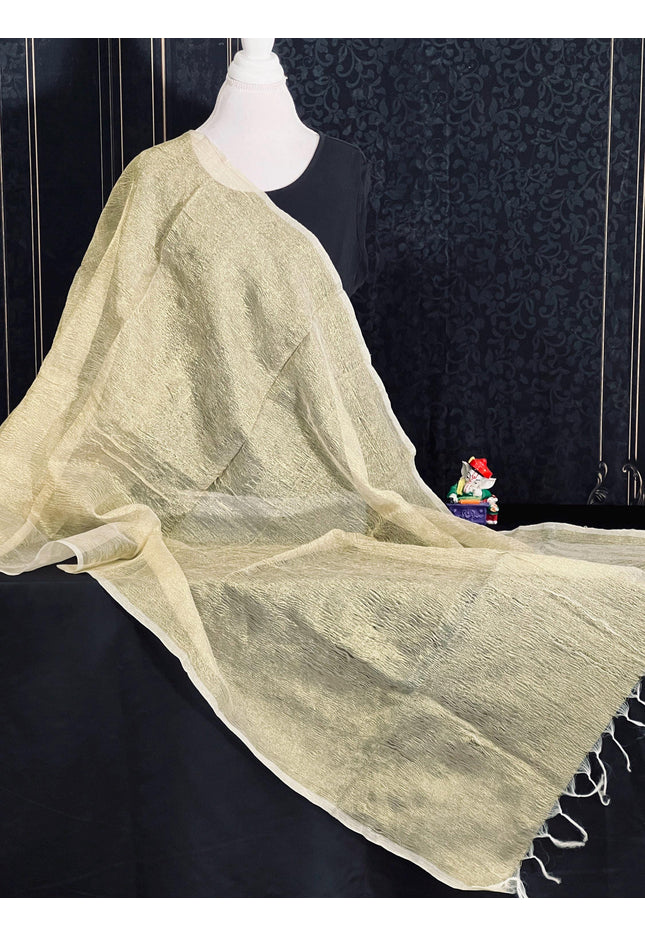 Pure tissue golden dupatta - Kurti Connection USA