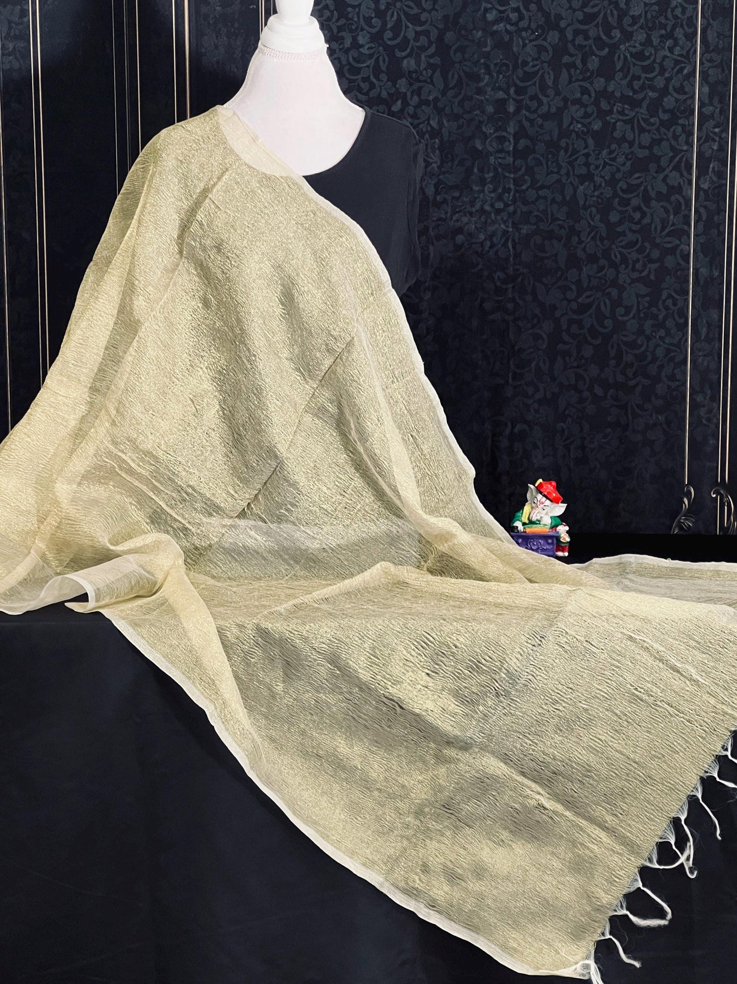 Pure tissue golden dupatta