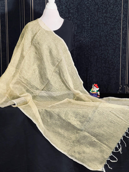 Pure tissue golden dupatta