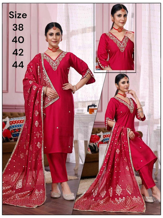 Silk party wear Suit / comes with pant and dupatta