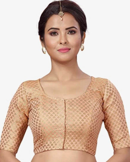 Silk blouse | light peach - Kurti Connection USA