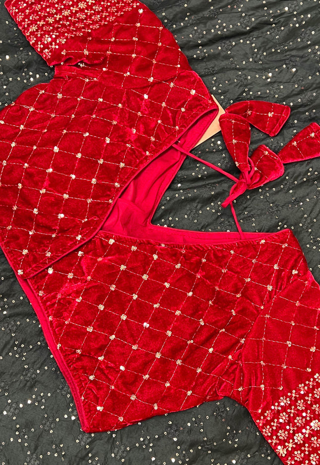 velvet blouse - Kurti Connection USA