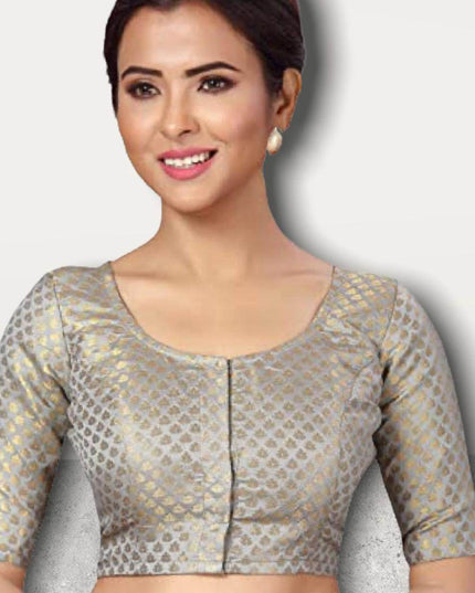 Silk blouse : grey - Kurti Connection USA