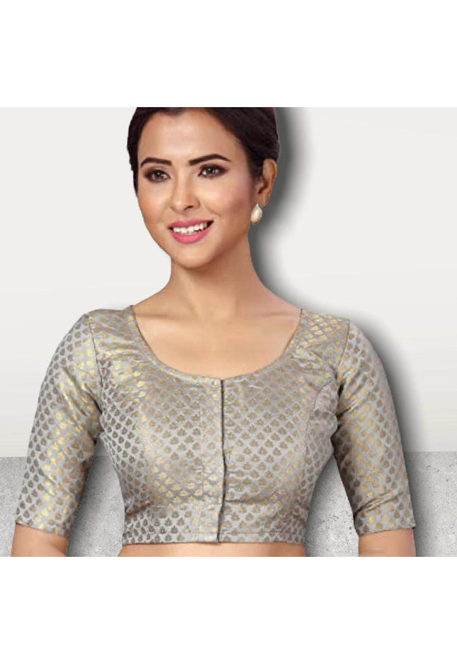 Silk blouse : grey - Kurti Connection USA