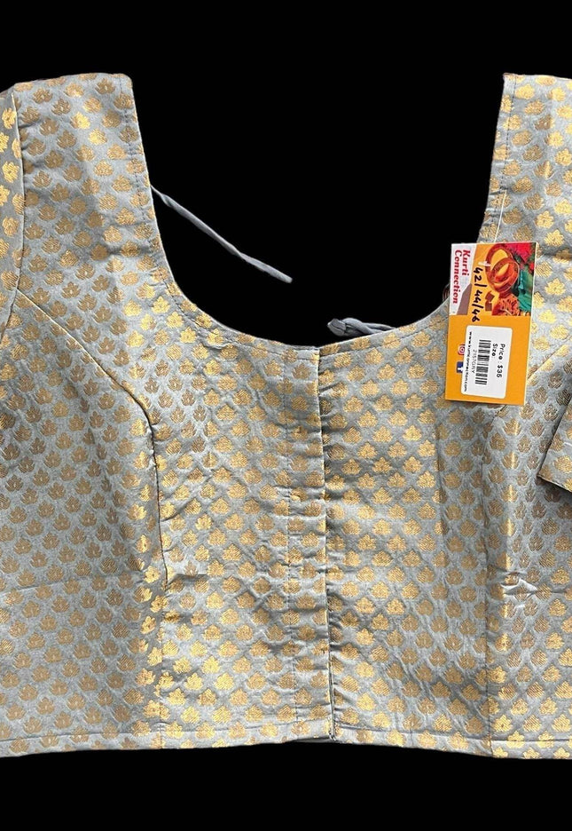 Silk blouse : grey - Kurti Connection USA