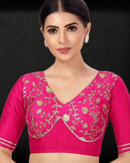 2879 Raw silk blouse | readymade blouse for saree - Kurti Connection USA