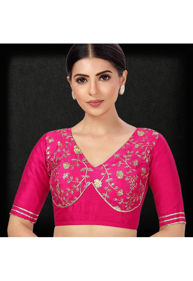 2879 Raw silk blouse | readymade blouse for saree - Kurti Connection USA