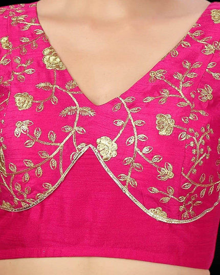 2879 Raw silk blouse | readymade blouse for saree - Kurti Connection USA