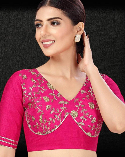 2879 Raw silk blouse | readymade blouse for saree - Kurti Connection USA