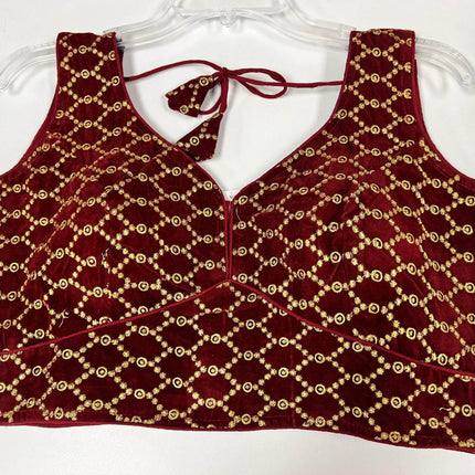 2173 Maroon velvet blouse | readymade blouse for saree - Kurti Connection USA