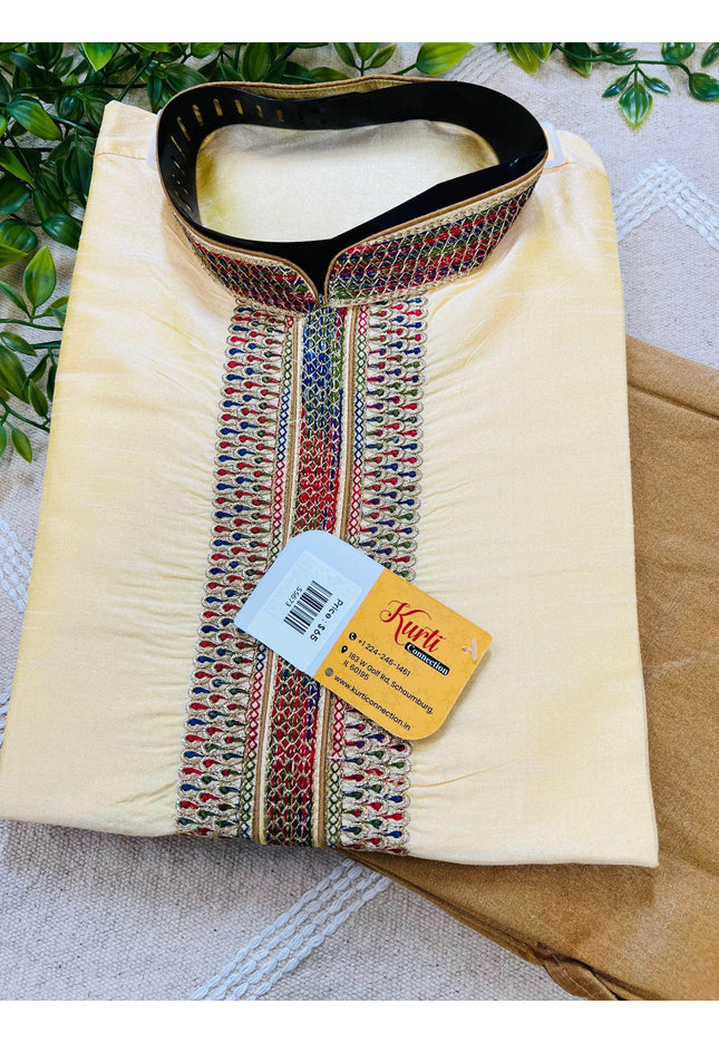 Silk kurta pajaama | mens kurta set - Kurti Connection USA