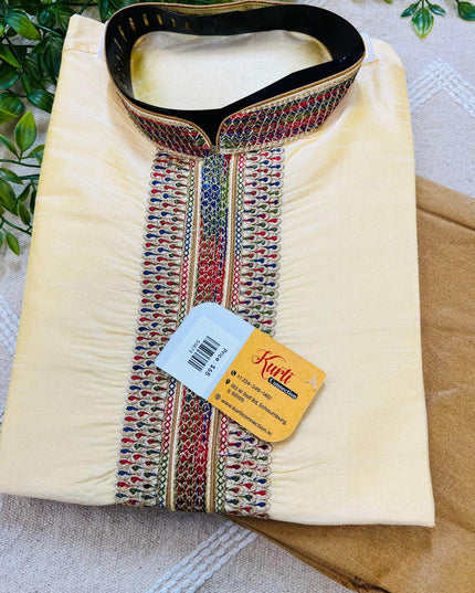 Silk kurta pajaama | mens kurta set - Kurti Connection USA