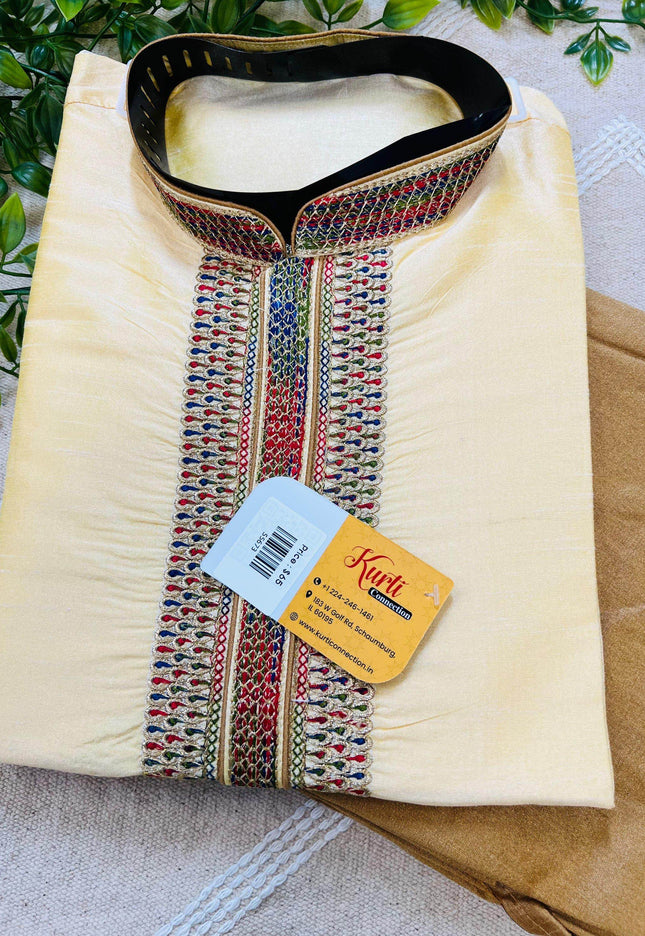Silk kurta pajaama | mens kurta set - Kurti Connection USA