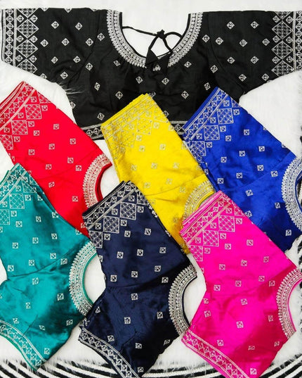 Silk blouses : Silver jari - Kurti Connection USA