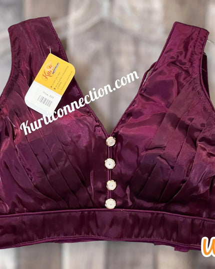 Satin silk blouse - Kurti Connection USA