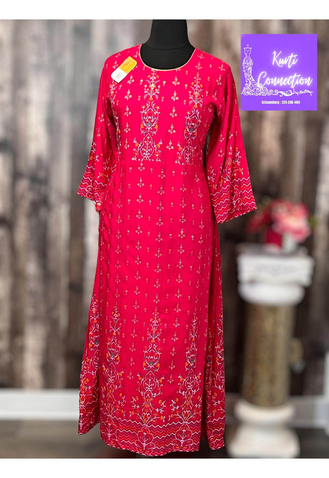 Rayon long kurti : plus size - Kurti Connection USA
