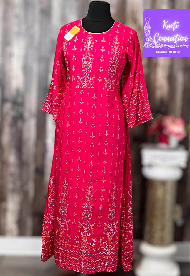 Rayon long kurti : plus size - Kurti Connection USA