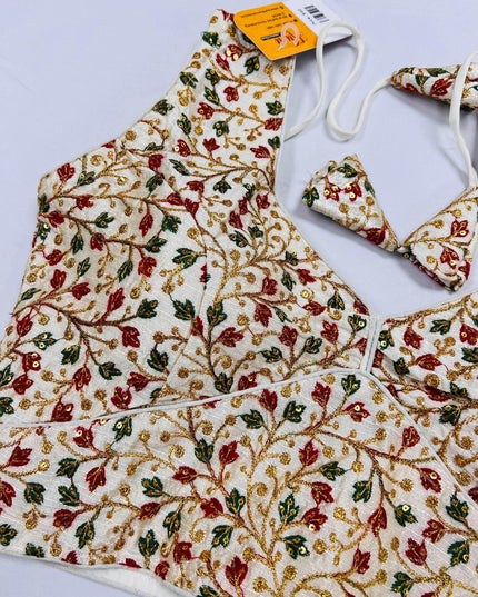 Off white silk blouse : sleeves available - Kurti Connection USA