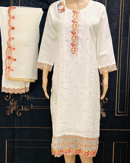 Chanderi silk kurti pant set | salwar suit - Kurti Connection USA